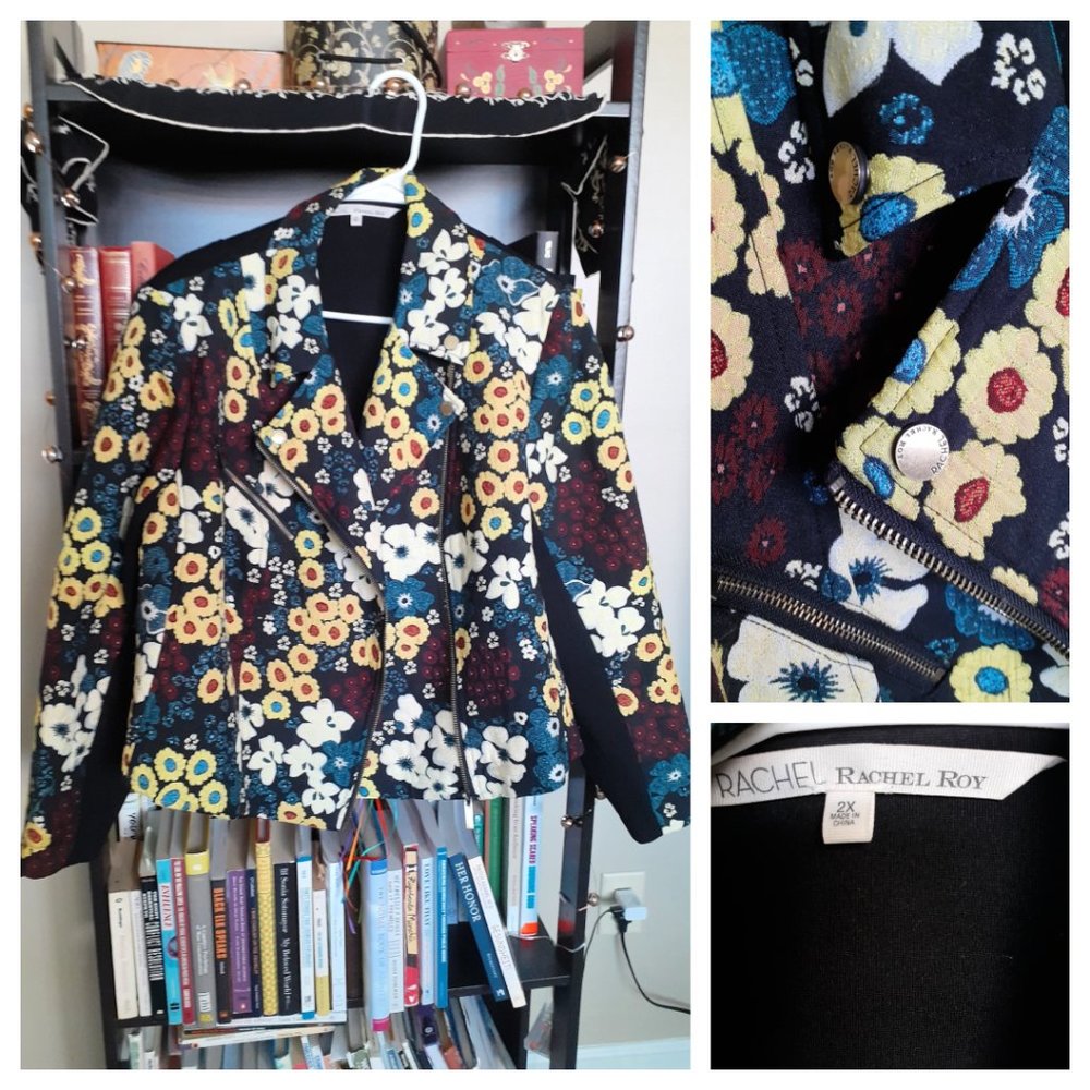Rachel Roy 2x Plus Size Floral Moto Jacket